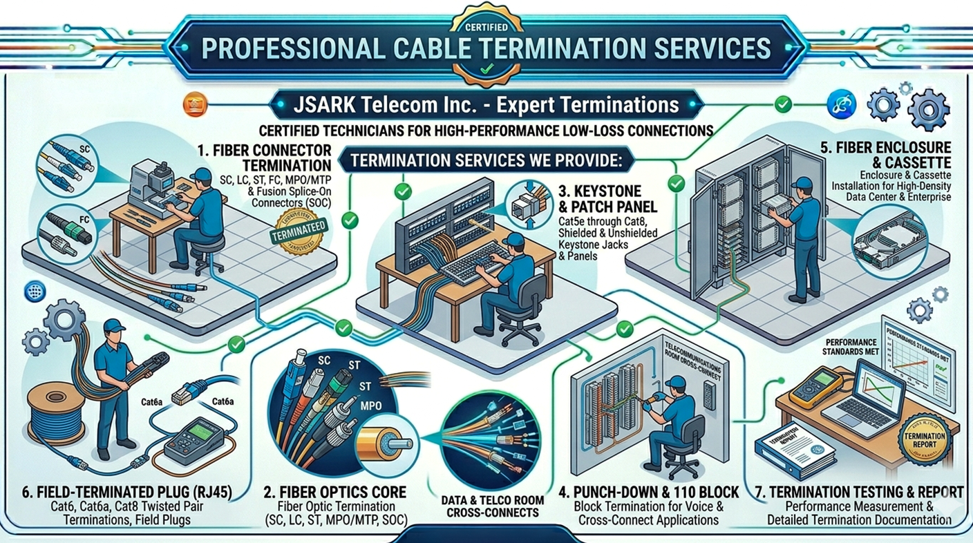 Fiber and Twisted Pair Terminations